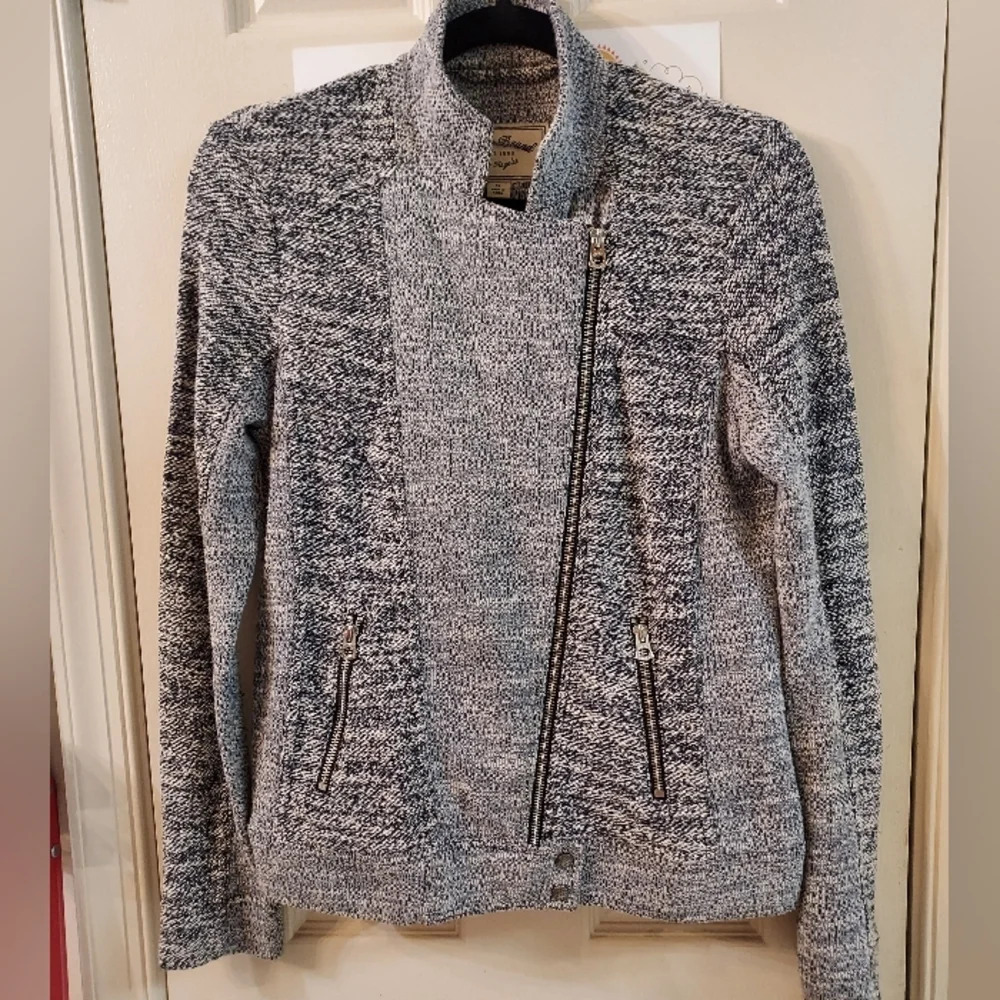 Lucky Brand Marled Zip Up Moto Sweater Knit Jacket in Size S